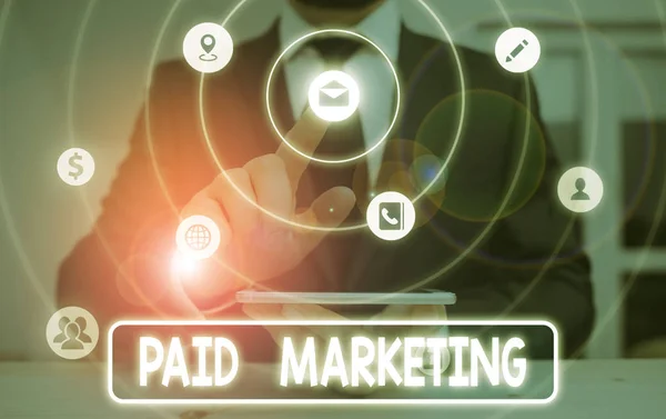 Konceptualny Ręczny Zapis Pokazujący Płatny Marketing Koncepcja Oznacza Marketerzy Płacą — Zdjęcie stockowe