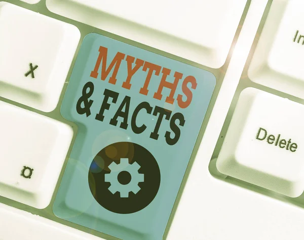 Tanda Teks Menunjukkan Mitos Dan Fakta Bisnis Foto Teks Biasanya — Stok Foto