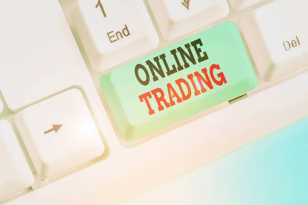 Escrevendo Nota Mostrando Negociação Online Conceito Negócio Para Compra Venda — Fotografia de Stock