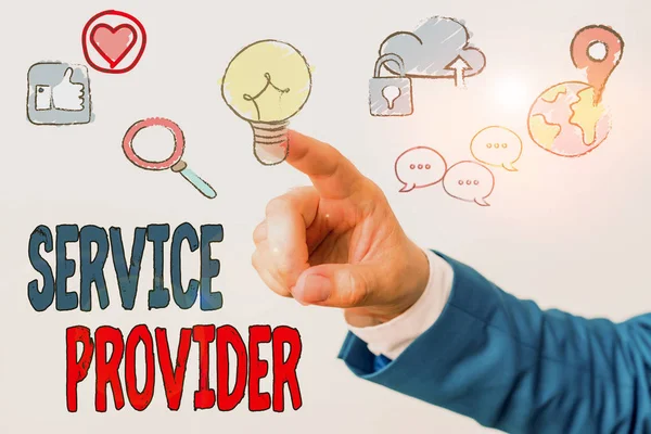 Writing note showing Service Provider. Business photo showcasing a company that provides subscribers access to the Internet. — Stock Photo, Image