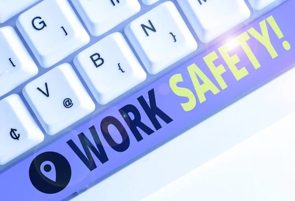 Słowo Pisanie Tekstu Bezpieczeństwo Pracy Zdjęcia Biznesowe Prezentują Zasady Procedury — Zdjęcie stockowe