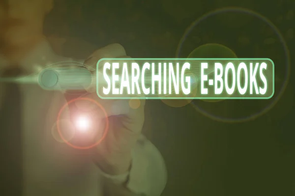 Writing Note Showing Searching Books Business Concept Looking Electronic Form — Stock Photo, Image