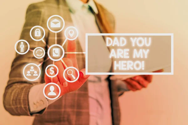 Conceptual Hand Writing Showing Dad You Hero Concept Meaning Admiration — Stock Photo, Image