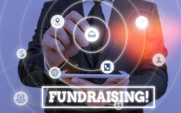 Schreiben Notiz Zeigt Fundraising Geschäftskonzept Für Die Suche Nach Finanzieller — Stockfoto