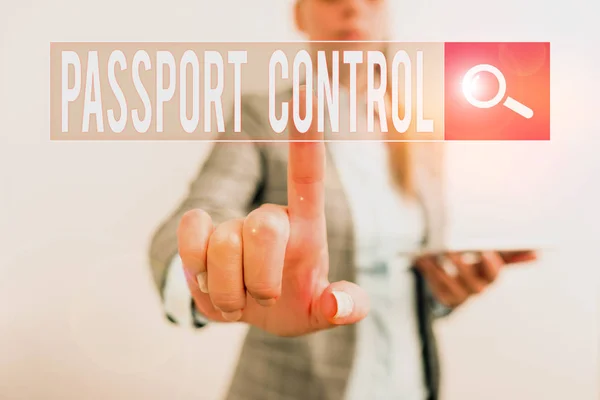 Signo Texto Que Muestra Control Pasaportes Foto Comercial Que Muestra —  Fotos de Stock