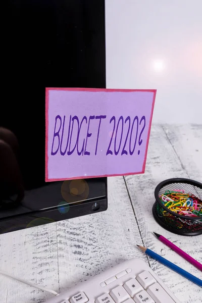 Handschrift Text Schreiben Budget 2020 Frage Konzeptionelle Foto Schätzung Der — Stockfoto