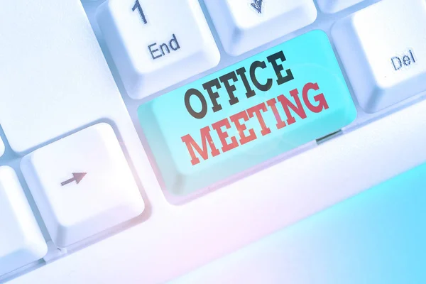 Schrijfbriefje Met Office Meeting Business Concept Voor Collega Komen Samen — Stockfoto