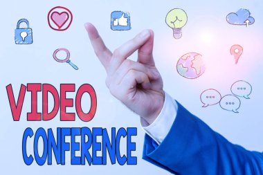 Word writing text Video Conference. Business concept for showing in remote places hold facetoface meetings. clipart