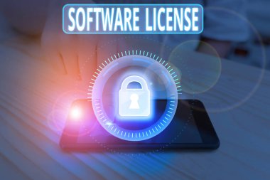 Text sign showing Software License. Business photo showcasing legal instrument governing the redistribution of software clipart