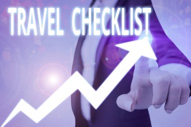 Seyahat Kontrol Listesini gösteren kavramsal el yazısı. Konsept, planlanan gezi için kontrol edilecek ya da yapılacak şeylerin listesi anlamına gelir