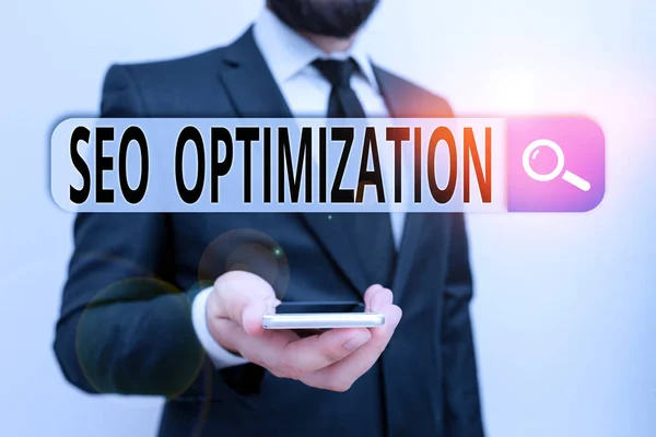 Writing Note Showing Seo Optimization Business Concept Increasing Visibility Website — 스톡 사진