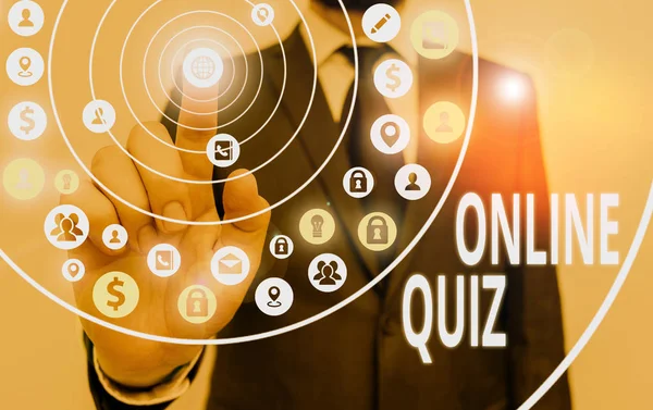 Notă Scriere Care Arată Online Quiz Conceptul Afaceri Pentru Joc — Fotografie, imagine de stoc