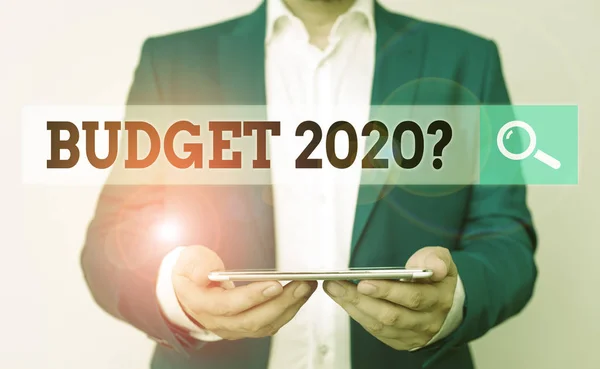 Tekst Schrijven Begroting 2020 Vragen Zakelijke Foto Presentatie Schatting Van — Stockfoto