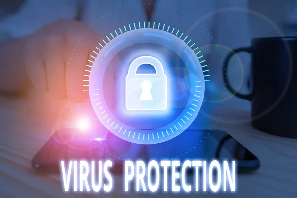 Концептуальний Почерк Показує Захист Від Вірусів Програма Захисту Комп Ютерів — стокове фото