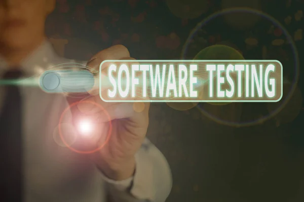 Writing note showing Software Testing. Business concept for evaluate the functionality of a software application