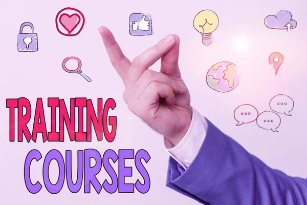 Word writing text Training Courses. Business photo showcasing lessons to teach the skills and knowledge for a job