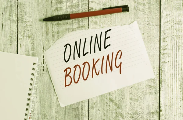 Writing Note Showing Online Booking Business Concept Tool Used Analysisage — 스톡 사진