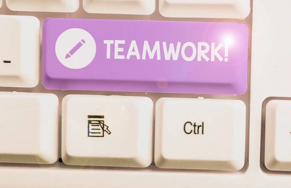 Text Sign Showing Teamwork Business Photo Showcasing Combined Action Group — Stock Photo, Image