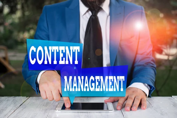 Word Writing Text Content Management Business Photo Showcasing Programs Used — 스톡 사진