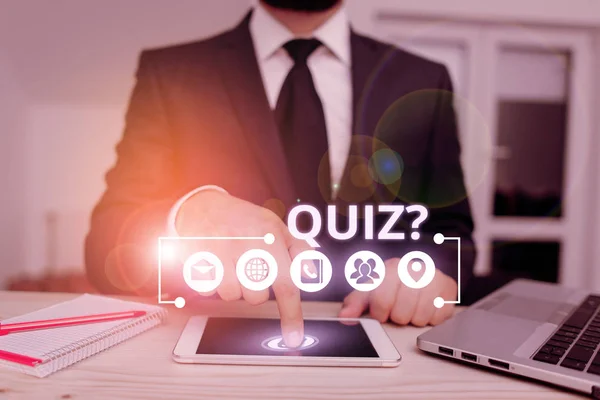 Text Schreiben Quizfrage Business Foto Zeigt Wissenstest Als Wettbewerb Zwischen — Stockfoto