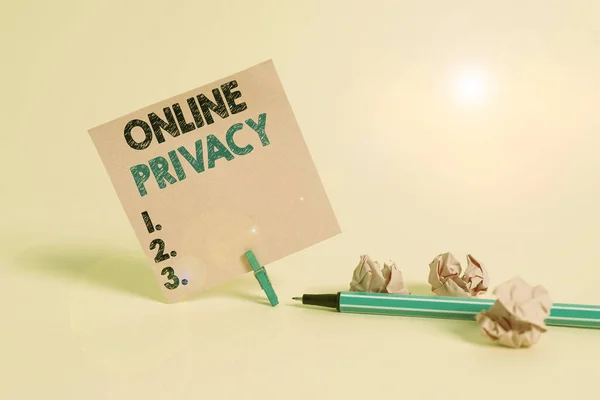 Tekstbord Met Online Privacy Business Photo Showcasing Omvat Controle Van — Stockfoto