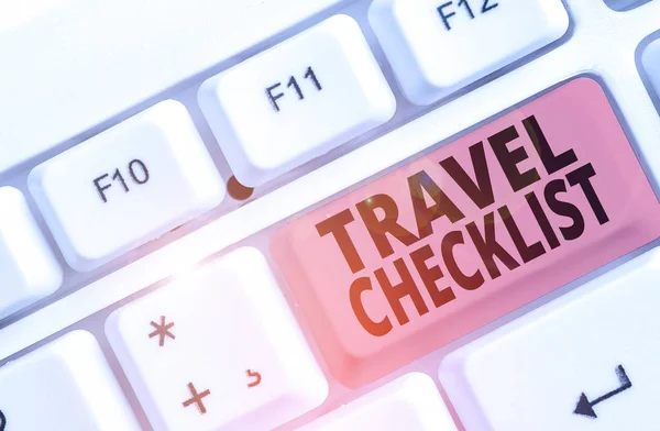 Концептуальный Почерк Показывающий Travel Checklist Озил Список Вещей Которые Нужно — стоковое фото