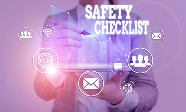 Word Writing Text Safety Checklist Business Photo Showcasing List Items — Stock Photo, Image