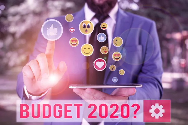 Conceptueel Handschrift Met Begroting 2020 Vraag Begrip Raming Van Inkomsten — Stockfoto