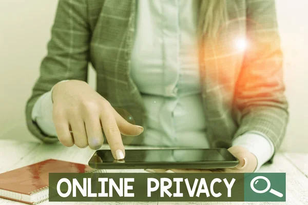 Tekstbord Met Online Privacy Business Photo Showcasing Omvat Controle Van — Stockfoto