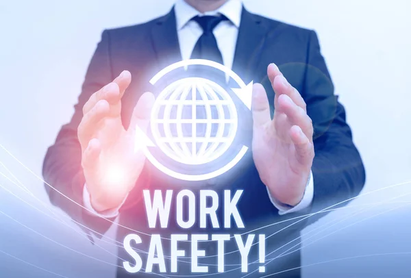 Nota Escrita Que Muestra Seguridad Trabajo Concepto Empresarial Las Políticas —  Fotos de Stock