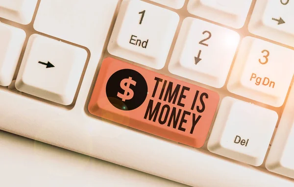 Psaní Textu Time Money Obchodní Foto Předvádění Čas Cenný Zdroj — Stock fotografie
