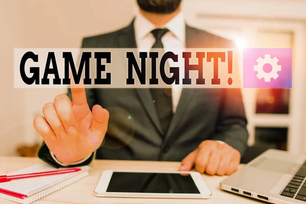 Palavra Que Escreve Texto Game Night Foto Negócios Exibindo Geralmente — Fotografia de Stock