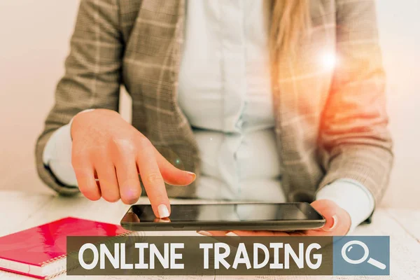 Text Sign Showing Online Trading Business Photo Showcasing Buying Selling — 스톡 사진