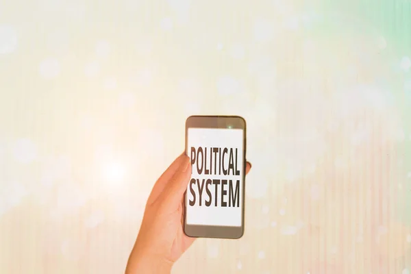 Text sign showing Political System. Business photo showcasing the process for making official government decisions