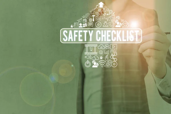 Word Writing Text Safety Checklist Business Photo Showcasing List Items — Stock Photo, Image