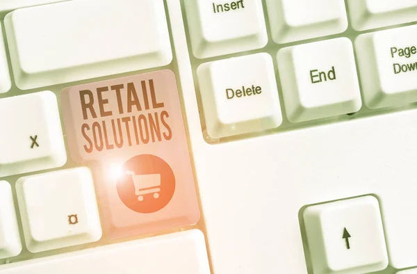 Tekst Schrijven Retail Solutions Bedrijfsfoto Showcasing Proces Van Het Bevorderen — Stockfoto