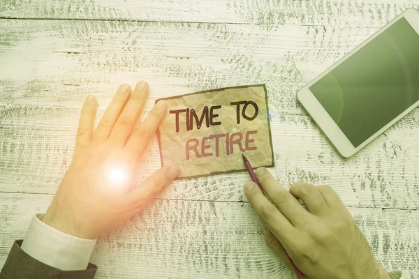 Word Writing Text Time Retire Business Photo Showcasing Take Pensioner — Stock Photo, Image