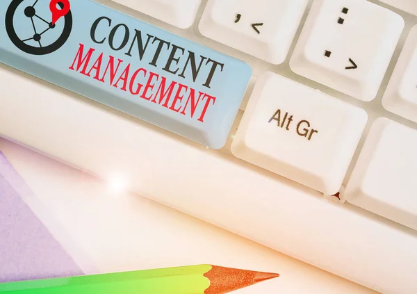 Word writing text Content Management. Business photo showcasing programs used to create and analysisage digital content