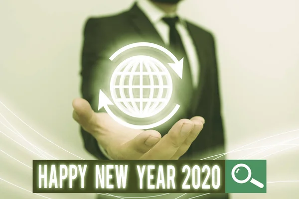 Εννοιολογική Γραφή Χέρι Δείχνει Ευτυχισμένο Νέο Έτος 2020 Έννοια Σημαίνει — Φωτογραφία Αρχείου