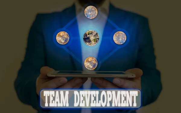 Text Sign Showing Team Development Business Photo Showcasing Enhancement Effectiveness — Stock Photo, Image