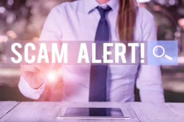 Conceptuele Handschrift Toont Scam Alert Concept Betekent Frauduleus Geld Verkrijgen — Stockfoto