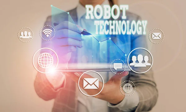 Texto Para Escrita Palavras Robot Technology Foto Negócios Mostrando Desenvolver — Fotografia de Stock