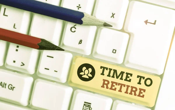 Word Writing Text Time Retire Business Photo Showcasing Take Pensioner — 스톡 사진