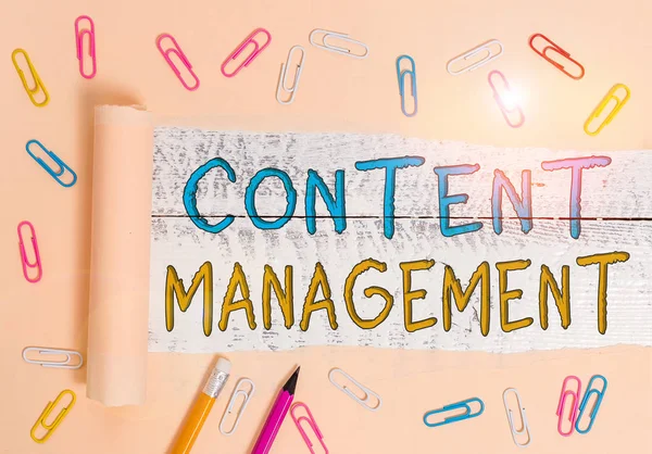 Textzeichen Mit Content Management Business Foto Präsentationsprogramme Zur Erstellung Und — Stockfoto