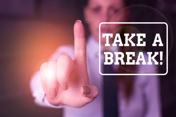 Konceptuální Rukopis Ukazující Take Break Koncept Znamená Odpočinek Přestaň Dělat — Stock fotografie