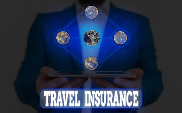 Κείμενο Που Δείχνει Ταξιδιωτική Ασφάλιση Business Photo Showcasing Covers Cost — Φωτογραφία Αρχείου