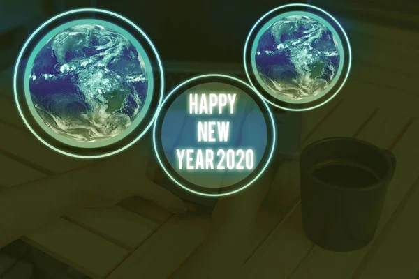 Käsiala Tekstiä Kirjallisesti Hyvää Uutta Vuotta 2020 Käsitteellinen Kuva Tervehdys — kuvapankkivalokuva
