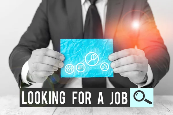 显示求职信息的文字标志 失业寻找工作招聘中心分析资源 — 图库照片