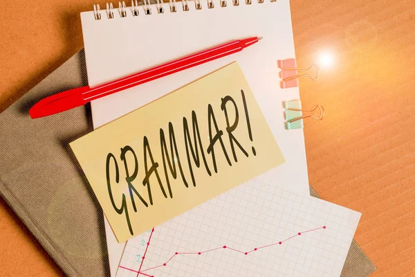 Ordskrivning Text Grammatik Affärsfoto Visar Hela Systemet Struktur Språk Syntax — Stockfoto