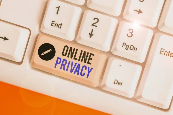 Tekst Pisania Słów Prywatność Online Pokazywanie Zdjęć Biznesowych Wiąże Się — Zdjęcie stockowe